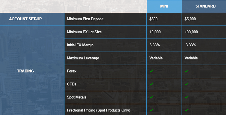 City Credit Capital Review Account Types