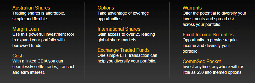 CommSec products CommSec products