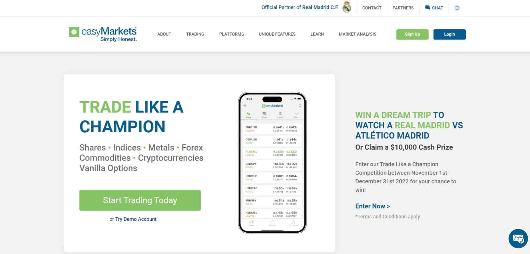 easymarkets webpage