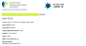 FXTB CySec License FXTB CySec License