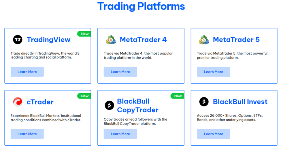 BlackBull Markets Trading Platforms