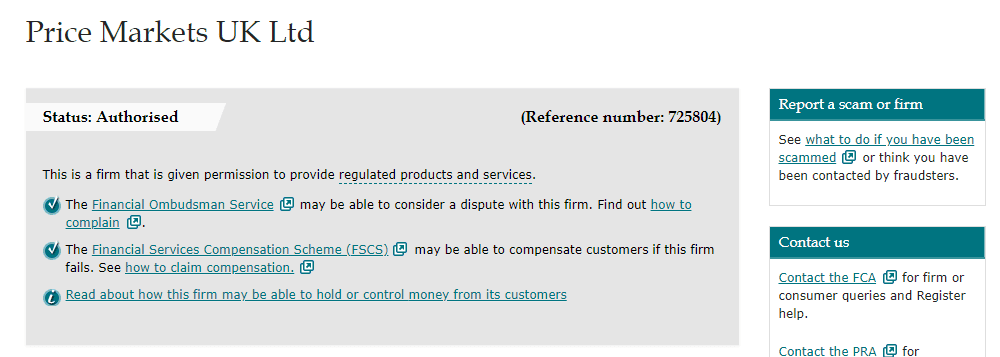 Price Markets license Price Markets license