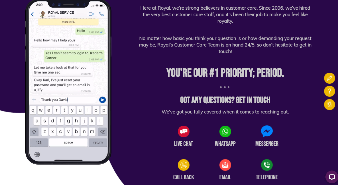 Royal Financial Trading support Royal Financial Trading support