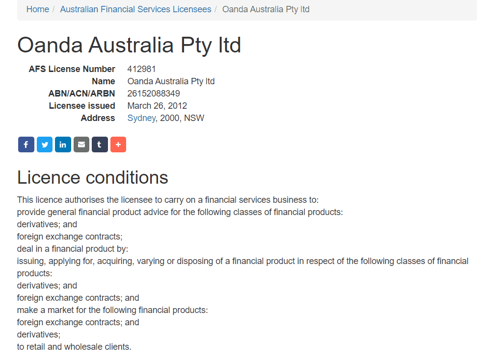 OANDA Review License OANDA Review License
