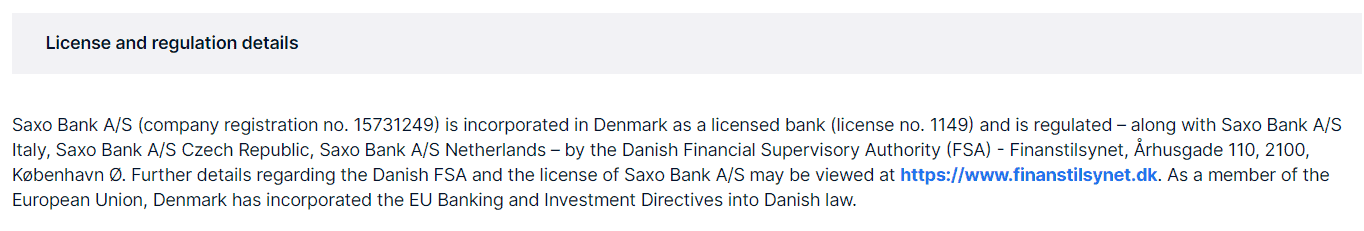 Saxo Bank Review License