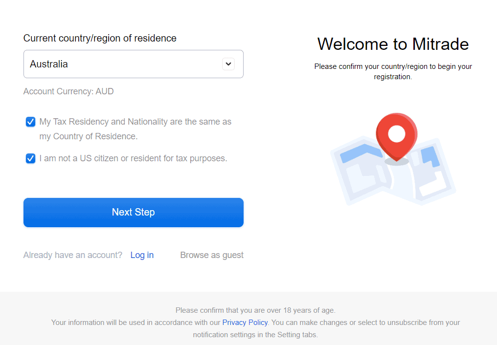 Mitrade Review Account Opening