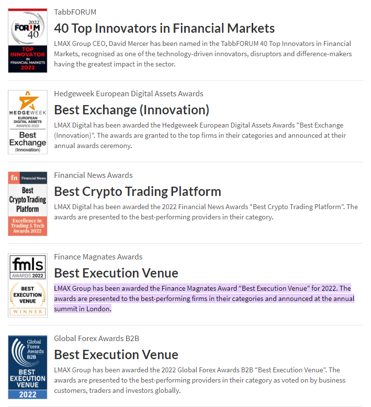 LMAX Review Awards