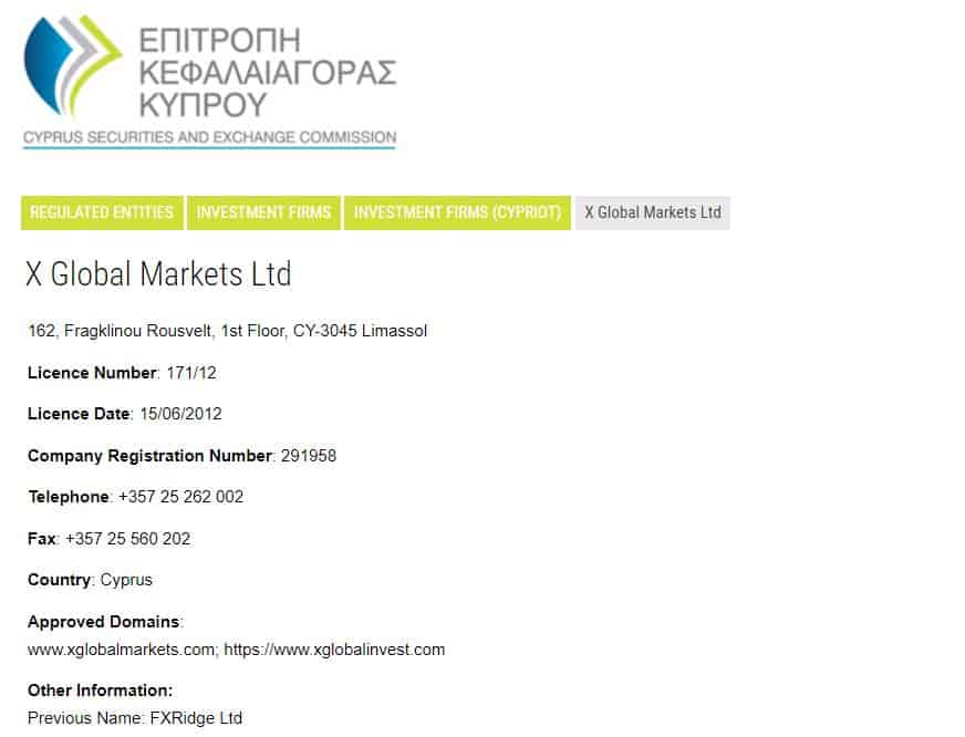 XGLOBAL Markets Review License