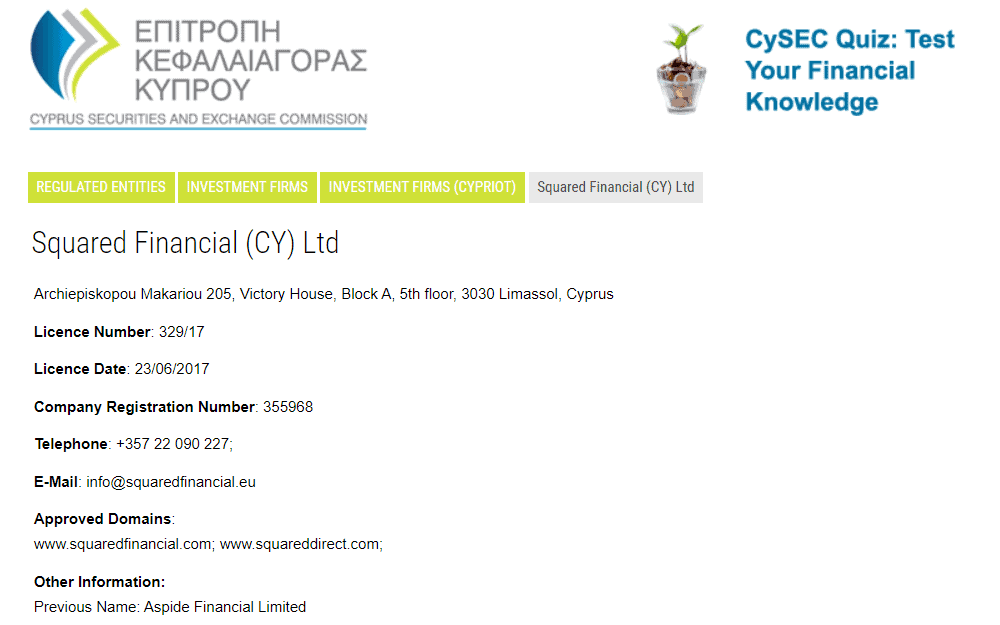 SquaredFinancial Review License