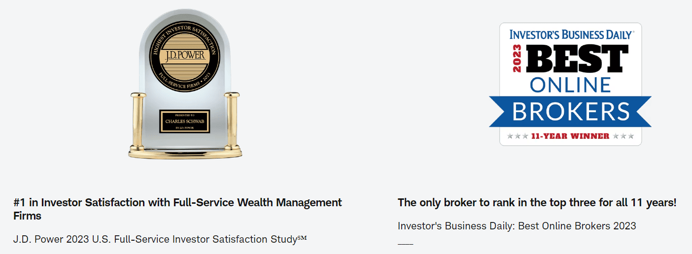Charles Schwab Review Awards