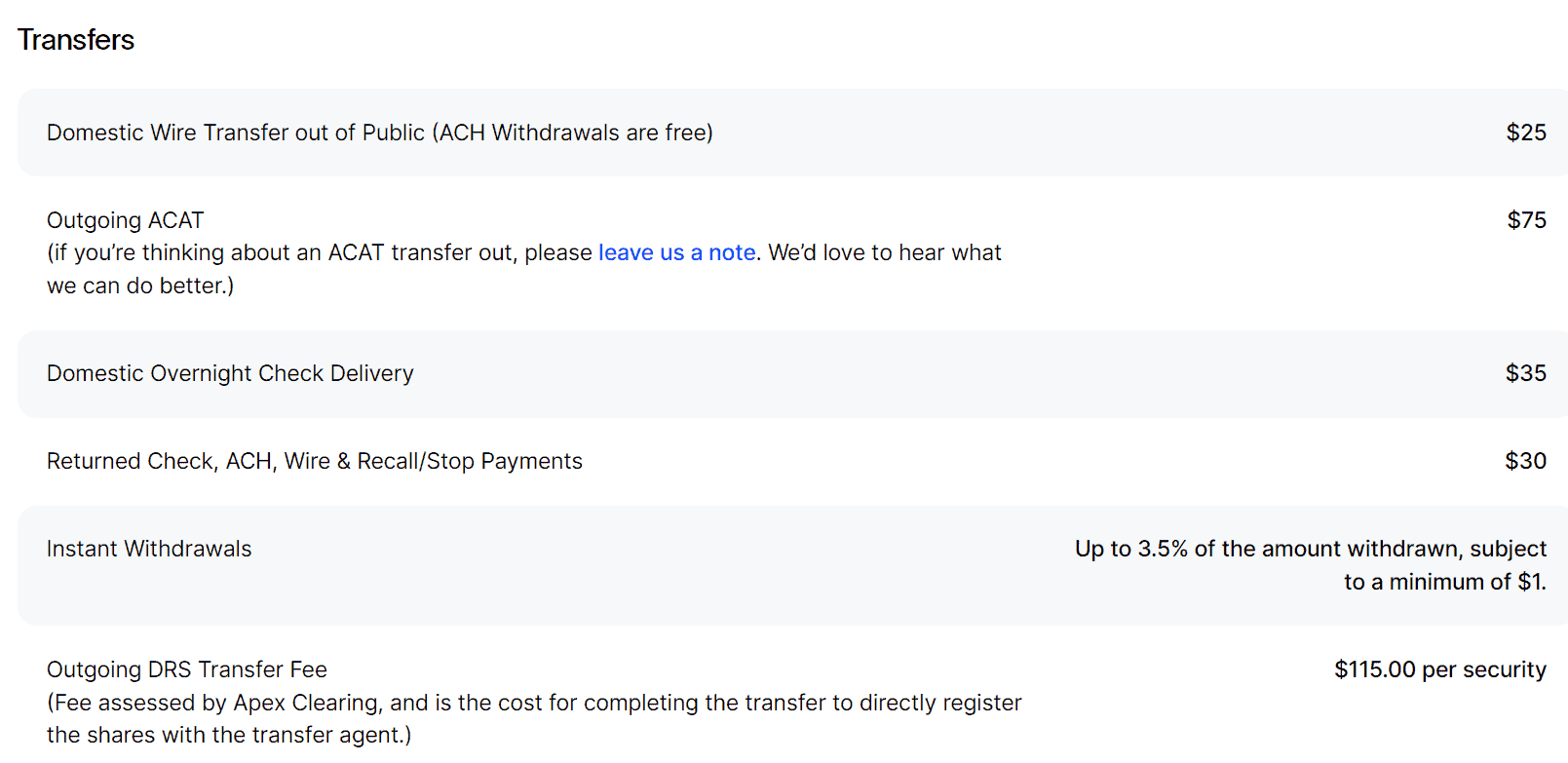 Public Review Transfers