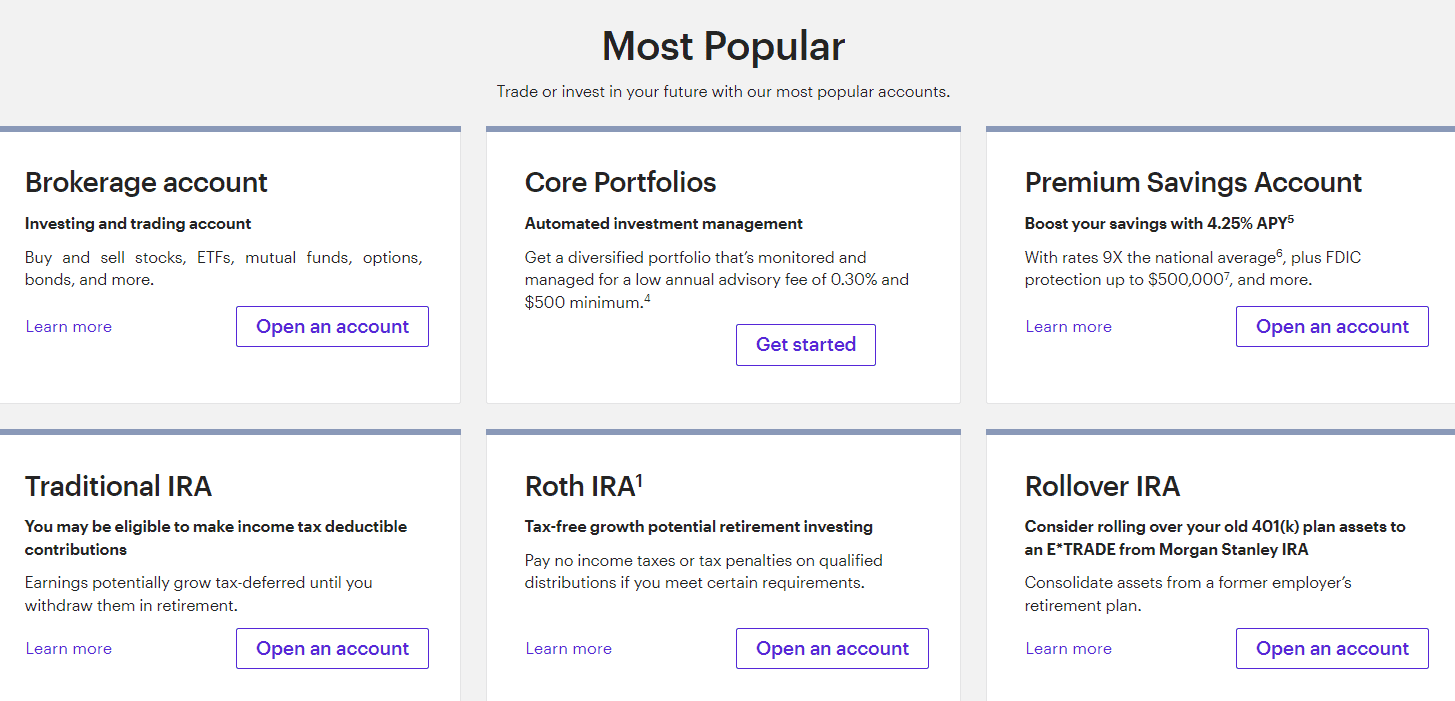 E-Trade Review Accounts
