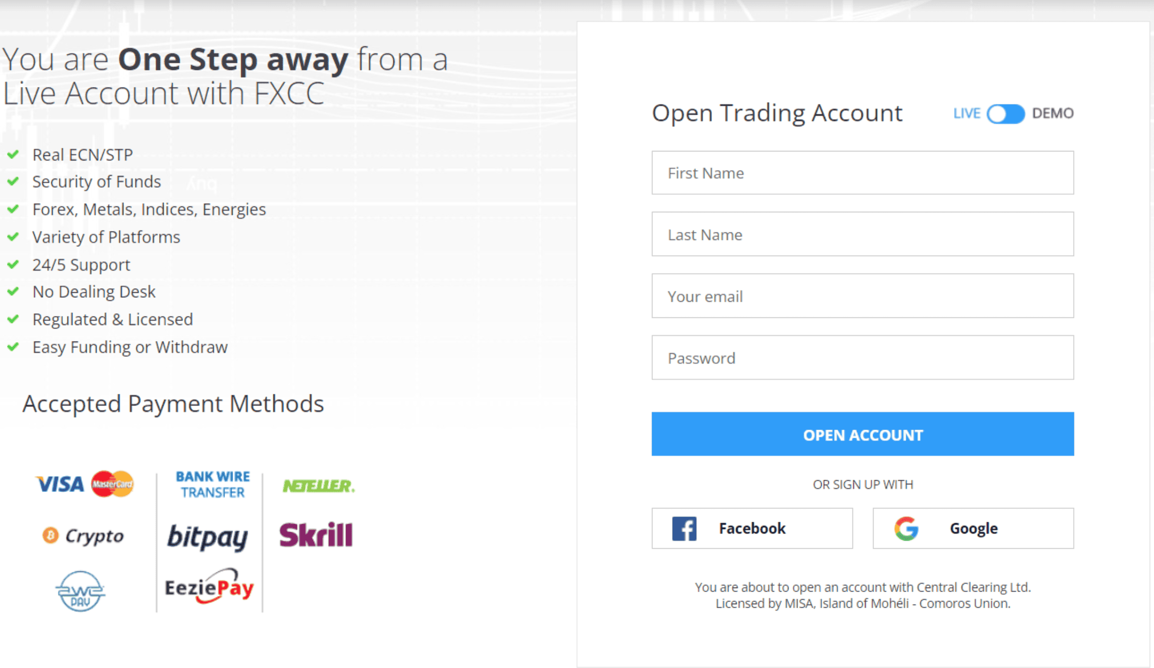 FXCC Account Opening